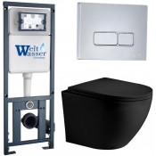Подвесной унитаз с инсталляцией WeltWasser Marberg 410 / Merzbach 043 XL MT-BL / MAR 410 SE-CR 10000014146 черный матовый