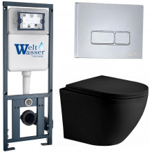 Подвесной унитаз с инсталляцией WeltWasser Marberg 410 / Merzbach 043 XL MT-BL / MAR 410 SE-CR 10000014146 черный матовый