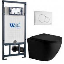 Подвесной унитаз с инсталляцией WeltWasser Marberg 507 / Merzbach 043 XL MT-BL / MAR 507 RD GL-WT 10000014147 черный матовый