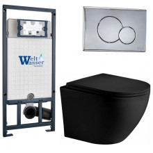 Подвесной унитаз с инсталляцией WeltWasser Marberg 507 / Merzbach 043 XL MT-BL / MAR 507 RD-CR 10000014150 черный матовый