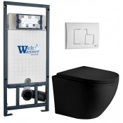 Подвесной унитаз с инсталляцией WeltWasser Marberg 507 / Merzbach 043 XL MT-BL / MAR 507 SE GL-WT 10000014151 черный матовый