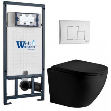 Подвесной унитаз с инсталляцией WeltWasser Marberg 507 / Merzbach 043 XL MT-BL / MAR 507 SE GL-WT 10000014151 черный матовый
