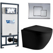 Подвесной унитаз с инсталляцией WeltWasser Marberg 507 / Merzbach 043 XL MT-BL / MAR 507 SE-CR 10000014153 черный матовый