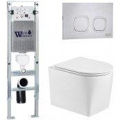 Подвесной унитаз с инсталляцией WeltWasser Amberg 350 ST / Nesenbach 004 GL-WT / Amberg RD-MT CR 10000008922 белый глянцевый