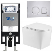 Подвесной унитаз с инсталляцией WeltWasser Amberg 497 / Nesenbach 004 GL-WT / Amberg RD-MT CR 10000008926 белый глянцевый