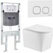 Подвесной унитаз с инсталляцией WeltWasser Amberg 497 ST / Nesenbach 004 GL-WT / Amberg RD-WT 10000008931 белый глянцевый