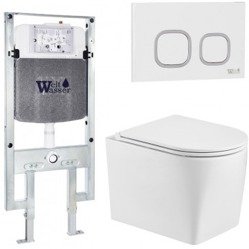 Подвесной унитаз с инсталляцией WeltWasser Amberg 497 ST / Nesenbach 004 GL-WT / Amberg RD-WT 10000008931 белый глянцевый