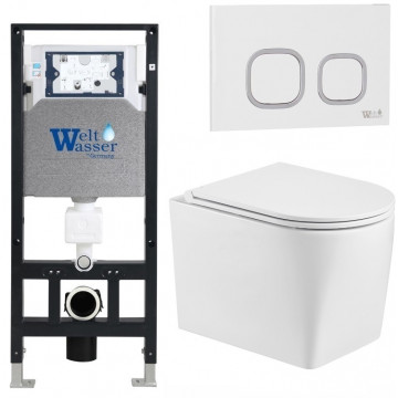 Подвесной унитаз с инсталляцией WeltWasser Amberg 506 / Nesenbach 004 GL-WT / Amberg RD-WT 10000008935 белый глянцевый