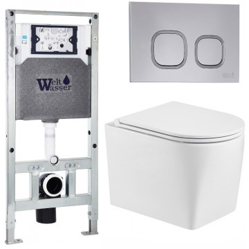 Подвесной унитаз с инсталляцией WeltWasser Amberg 506 ST / Nesenbach 004 GL-WT / Amberg RD-CR 10000008937 белый глянцевый
