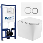 Подвесной унитаз с инсталляцией WeltWasser Bamberg 525 / Nesenbach 004 GL-WT / Bamberg WT 10000012916 белый глянцевый