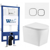 Подвесной унитаз с инсталляцией WeltWasser Bamberg 545 / Nesenbach 004 GL-WT / Bamberg WT 10000012919 белый глянцевый
