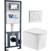 Подвесной унитаз с инсталляцией WeltWasser Marberg 410 / Nesenbach 004 GL-WT / MAR 410 RD GL-WT 10000011719 белый глянцевый