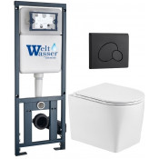 Подвесной унитаз с инсталляцией WeltWasser Marberg 410 / Nesenbach 004 GL-WT / MAR 410 RD MT-BL 10000011720 белый глянцевый