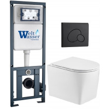 Подвесной унитаз с инсталляцией WeltWasser Marberg 410 / Nesenbach 004 GL-WT / MAR 410 RD MT-BL 10000011720 белый глянцевый