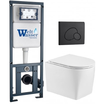 Подвесной унитаз с инсталляцией WeltWasser Marberg 410 / Nesenbach 004 GL-WT / MAR 410 RD MT-BL 10000011720 белый глянцевый