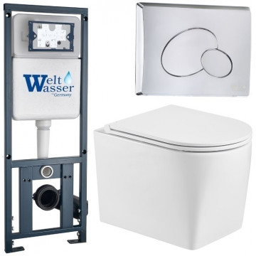 Подвесной унитаз с инсталляцией WeltWasser Marberg 410 / Nesenbach 004 GL-WT / MAR 410 RD-CR 10000008940 белый глянцевый