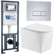 Подвесной унитаз с инсталляцией WeltWasser Marberg 410 / Nesenbach 004 GL-WT / MAR 410 SE-CR 10000008941 белый глянцевый