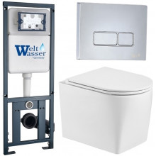 Подвесной унитаз с инсталляцией WeltWasser Marberg 410 / Nesenbach 004 GL-WT / MAR 410 SE-CR 10000008941 белый глянцевый