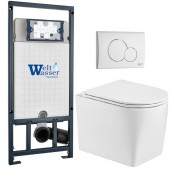 Подвесной унитаз с инсталляцией WeltWasser Marberg 507 / Nesenbach 004 GL-WT / MAR 507 RD GL-WT 10000011723 белый глянцевый