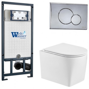 Подвесной унитаз с инсталляцией WeltWasser Marberg 507 / Nesenbach 004 GL-WT / MAR 507 RD-CR 10000008942 белый глянцевый