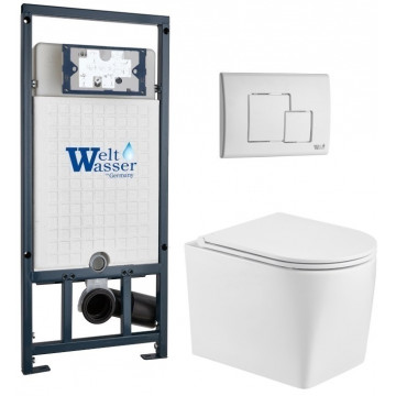 Подвесной унитаз с инсталляцией WeltWasser Marberg 507 / Nesenbach 004 GL-WT / MAR 507 SE GL-WT 10000011726 белый глянцевый