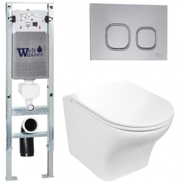 Подвесной унитаз с инсталляцией WeltWasser Amberg 350 ST / Odenbach 004 GL-WT / Amberg RD-CR 10000006564 белый глянцевый