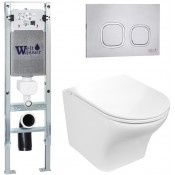 Подвесной унитаз с инсталляцией WeltWasser Amberg 350 ST / Odenbach 004 GL-WT / Amberg RD-MT CR 10000006565 белый глянцевый