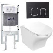 Подвесной унитаз с инсталляцией WeltWasser Amberg 497 ST / Odenbach 004 GL-WT / Amberg RD-BL 10000006651 белый глянцевый