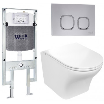 Подвесной унитаз с инсталляцией WeltWasser Amberg 497 ST / Odenbach 004 GL-WT / Amberg RD-CR 10000006740 белый глянцевый