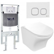 Подвесной унитаз с инсталляцией WeltWasser Amberg 497 ST / Odenbach 004 GL-WT / Amberg RD-WT 10000006742 белый глянцевый