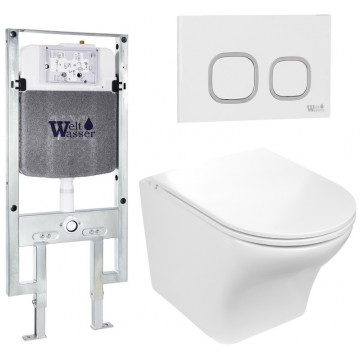 Подвесной унитаз с инсталляцией WeltWasser Amberg 497 ST / Odenbach 004 GL-WT / Amberg RD-WT 10000006742 белый глянцевый