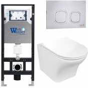 Подвесной унитаз с инсталляцией WeltWasser Amberg 506 / Odenbach 004 GL-WT / Amberg RD-MT CR 10000006829 белый глянцевый