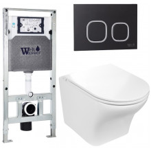 Подвесной унитаз с инсталляцией WeltWasser Amberg 506 ST / Odenbach 004 GL-WT / Amberg RD-BL 10000006915 белый глянцевый