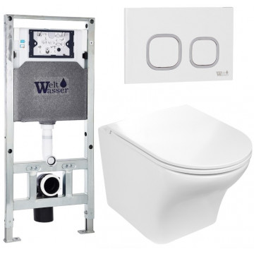 Подвесной унитаз с инсталляцией WeltWasser Amberg 506 ST / Odenbach 004 GL-WT / Amberg RD-WT 10000006918 белый глянцевый