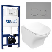 Подвесной унитаз с инсталляцией WeltWasser Bamberg 525 / Odenbach 004 GL-WT / Bamberg CR 10000012925 белый глянцевый