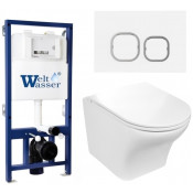 Подвесной унитаз с инсталляцией WeltWasser Bamberg 525 / Odenbach 004 GL-WT / Bamberg WT 10000012926 белый глянцевый