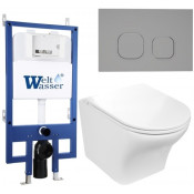 Подвесной унитаз с инсталляцией WeltWasser Bamberg 545 / Odenbach 004 GL-WT / Bamberg CR 10000012928 белый глянцевый