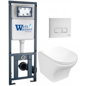 Подвесной унитаз с инсталляцией WeltWasser Marberg 410 / Odenbach 004 GL-WT / MAR 410 SE GL-WT 10000010968 белый глянцевый