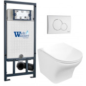 Подвесной унитаз с инсталляцией WeltWasser Marberg 507 / Odenbach 004 GL-WT / MAR 507 RD GL-WT 10000010970 белый глянцевый