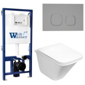 Подвесной унитаз с инсталляцией WeltWasser Bamberg 525 / Rotbach 004 GL-WT / Bamberg CR 10000012965 белый глянцевый