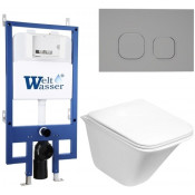 Подвесной унитаз с инсталляцией WeltWasser Bamberg 545 / Rotbach 004 GL-WT / Bamberg CR 10000012968 белый глянцевый