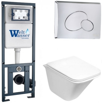 Подвесной унитаз с инсталляцией WeltWasser Marberg 410 / Rotbach 004 GL-WT / MAR 410 RD-CR 10000006497 белый глянцевый