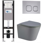 Подвесной унитаз с инсталляцией WeltWasser Amberg 350 / Salzbach 041 MT-GR / Amberg RD-CR 10000012420 серый матовый