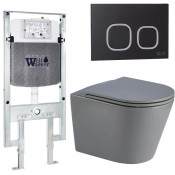 Подвесной унитаз с инсталляцией WeltWasser Amberg 497 ST / Salzbach 041 MT-GR / Amberg RD-BL 10000011098 серый матовый