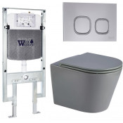 Подвесной унитаз с инсталляцией WeltWasser Amberg 497 ST / Salzbach 041 MT-GR / Amberg RD-CR 10000011099 серый матовый
