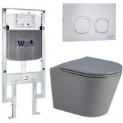 Подвесной унитаз с инсталляцией WeltWasser Amberg 497 ST / Salzbach 041 MT-GR / Amberg RD-MT CR 10000011100 серый матовый