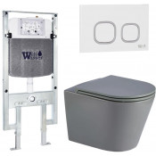 Подвесной унитаз с инсталляцией WeltWasser Amberg 497 ST / Salzbach 041 MT-GR / Amberg RD-WT 10000011101 серый матовый