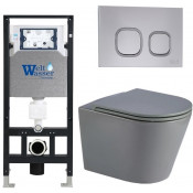 Подвесной унитаз с инсталляцией WeltWasser Amberg 506 / Salzbach 041 MT-GR / Amberg RD-CR 10000011109 серый матовый