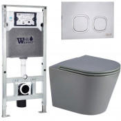 Подвесной унитаз с инсталляцией WeltWasser Amberg 506 ST / Salzbach 041 MT-GR / Amberg RD-MT CR 10000011105 серый матовый