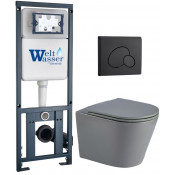 Подвесной унитаз с инсталляцией WeltWasser Marberg 410 / Salzbach 041 MT-GR / MAR 410 RD-BL 10000011115 серый матовый